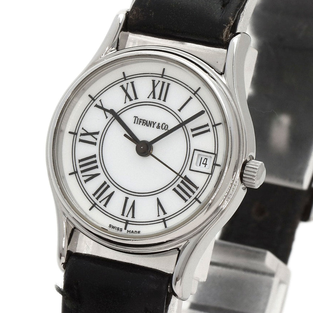 TIFFANY&Co. Watches Quartz Stainless Steel, Leather Silver Classic Round Face white dial Women Used Authentic