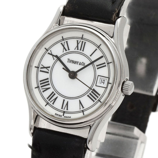 TIFFANY&Co. Watches Quartz Stainless Steel, Leather Silver Classic Round Face white dial Women Used Authentic