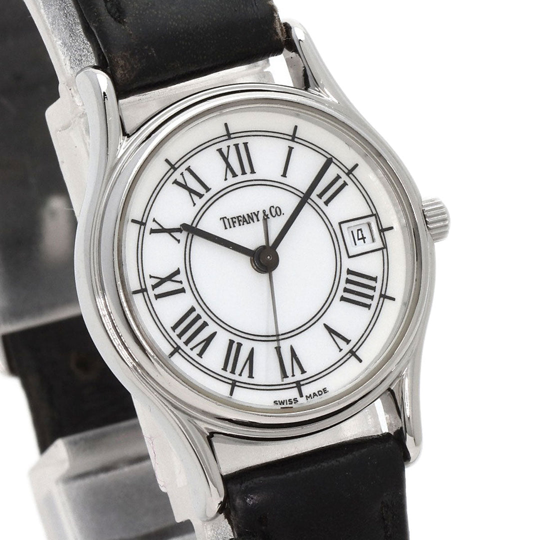 TIFFANY&Co. Watches Quartz Stainless Steel, Leather Silver Classic Round Face white dial Women Used Authentic