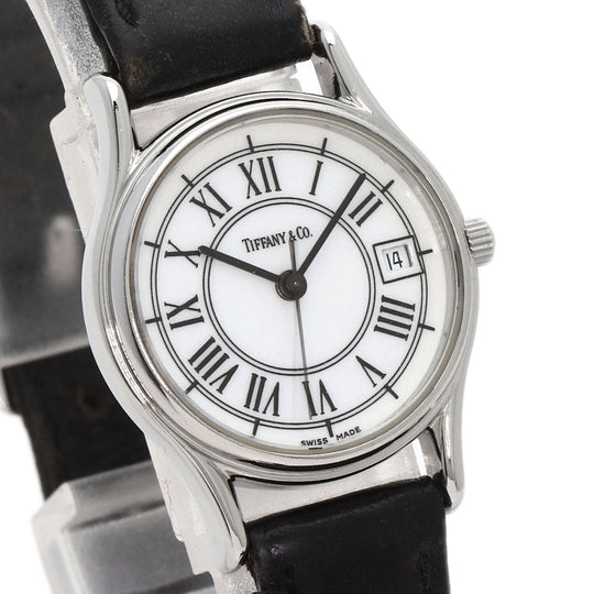 TIFFANY&Co. Watches Quartz Stainless Steel, Leather Silver Classic Round Face white dial Women Used Authentic