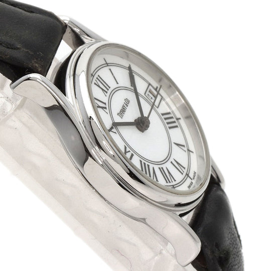 TIFFANY&Co. Watches Quartz Stainless Steel, Leather Silver Classic Round Face white dial Women Used Authentic