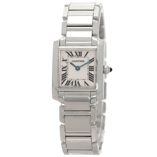 CARTIER Watches Quartz W50012S3 K18WG Silver Tank francaise SM Ivory dial