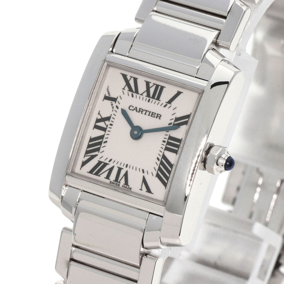 CARTIER Watches Quartz W50012S3 K18WG Silver Tank francaise SM Ivory dial