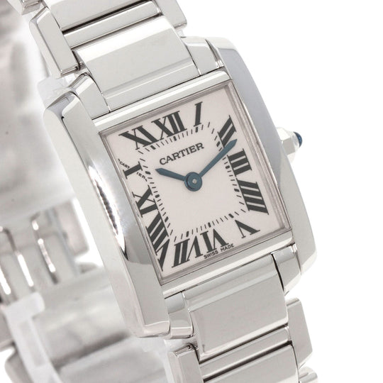 CARTIER Watches Quartz W50012S3 K18WG Silver Tank francaise SM Ivory dial