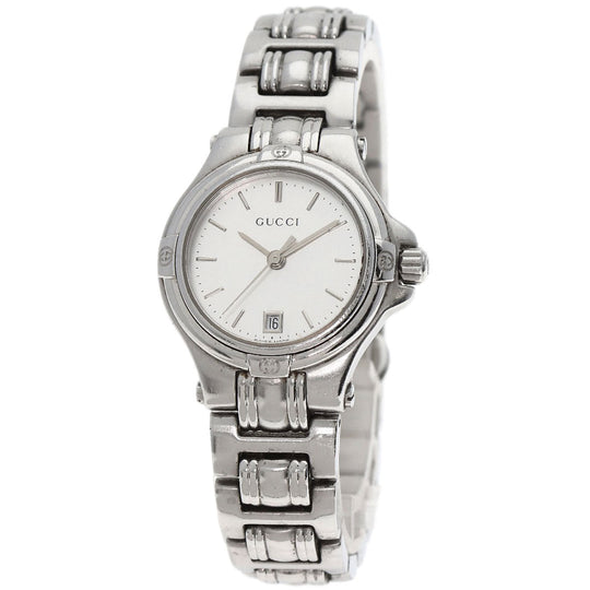 GUCCI Watches Quartz 9040L Stainless Steel , Stainless Steel Silver Round face Silver dial Women Used Authentic