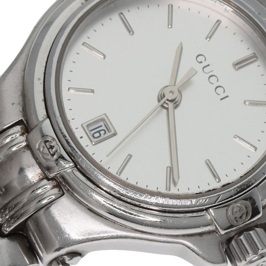 GUCCI Watches Quartz 9040L Stainless Steel , Stainless Steel Silver Round face Silver dial Women Used Authentic