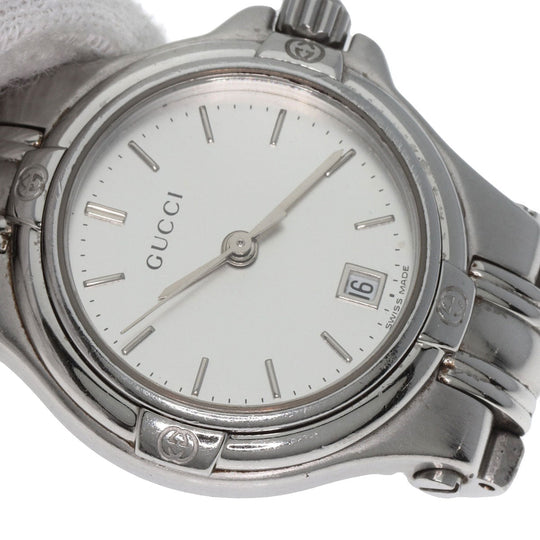 GUCCI Watches Quartz 9040L Stainless Steel , Stainless Steel Silver Round face Silver dial Women Used Authentic