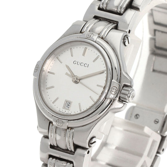 GUCCI Watches Quartz 9040L Stainless Steel , Stainless Steel Silver Round face Silver dial Women Used Authentic
