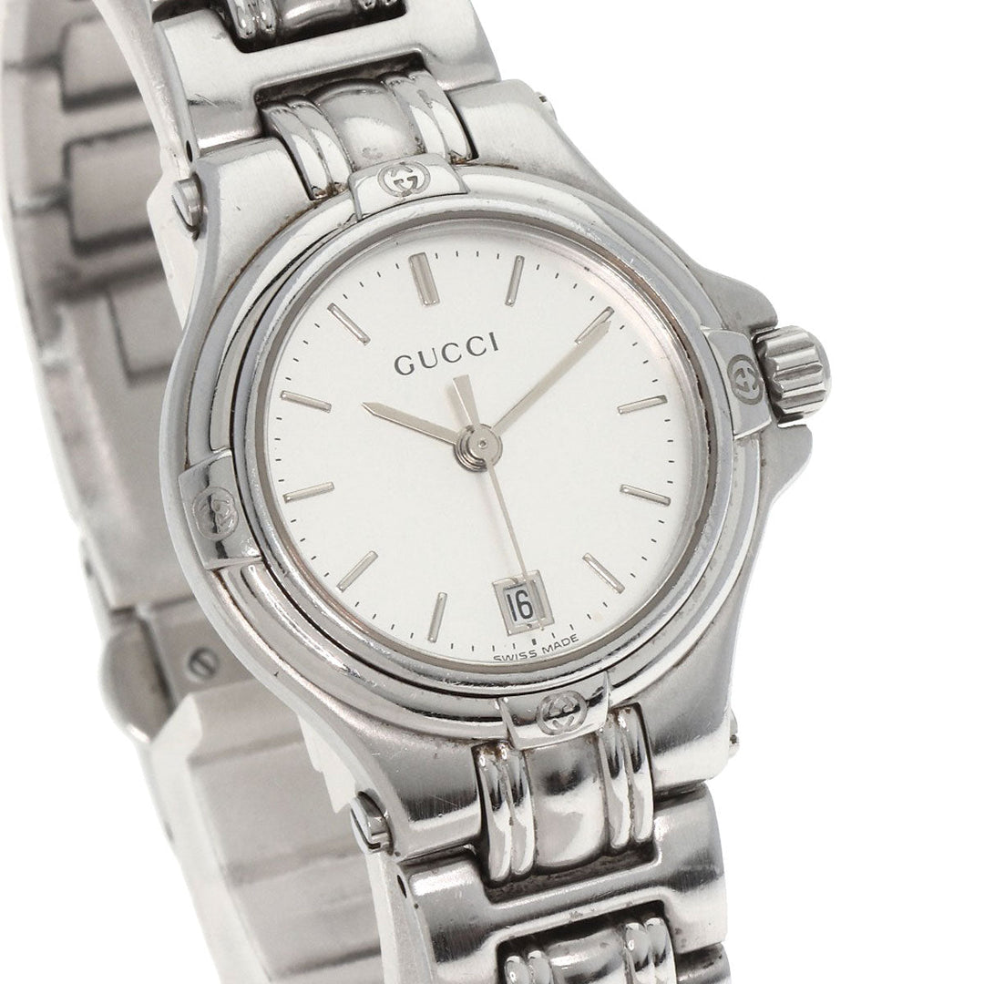 GUCCI Watches Quartz 9040L Stainless Steel , Stainless Steel Silver Round face Silver dial Women Used Authentic
