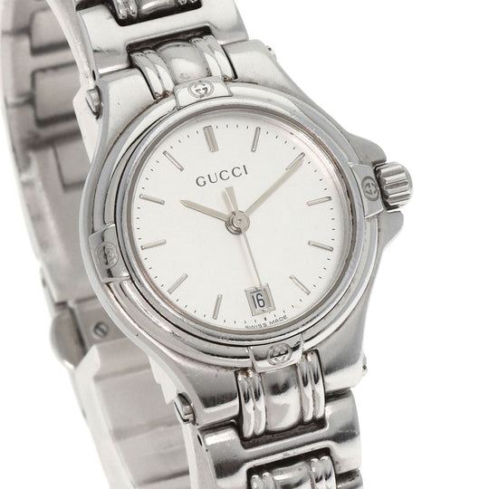 GUCCI Watches Quartz 9040L Stainless Steel , Stainless Steel Silver Round face Silver dial Women Used Authentic