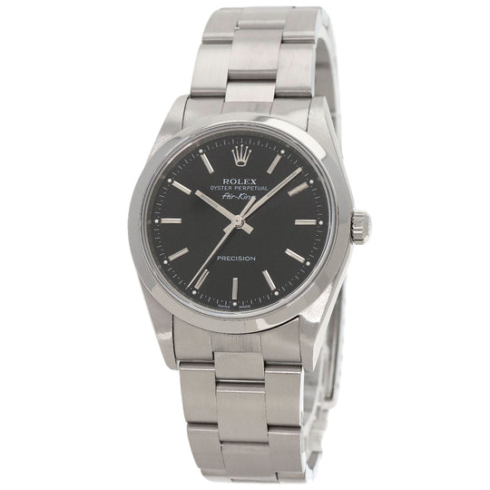 ROLEX Watches Mechanical Automatic 14000M Stainless Steel , Stainless Steel Silver Air king black dial mens Used Authentic