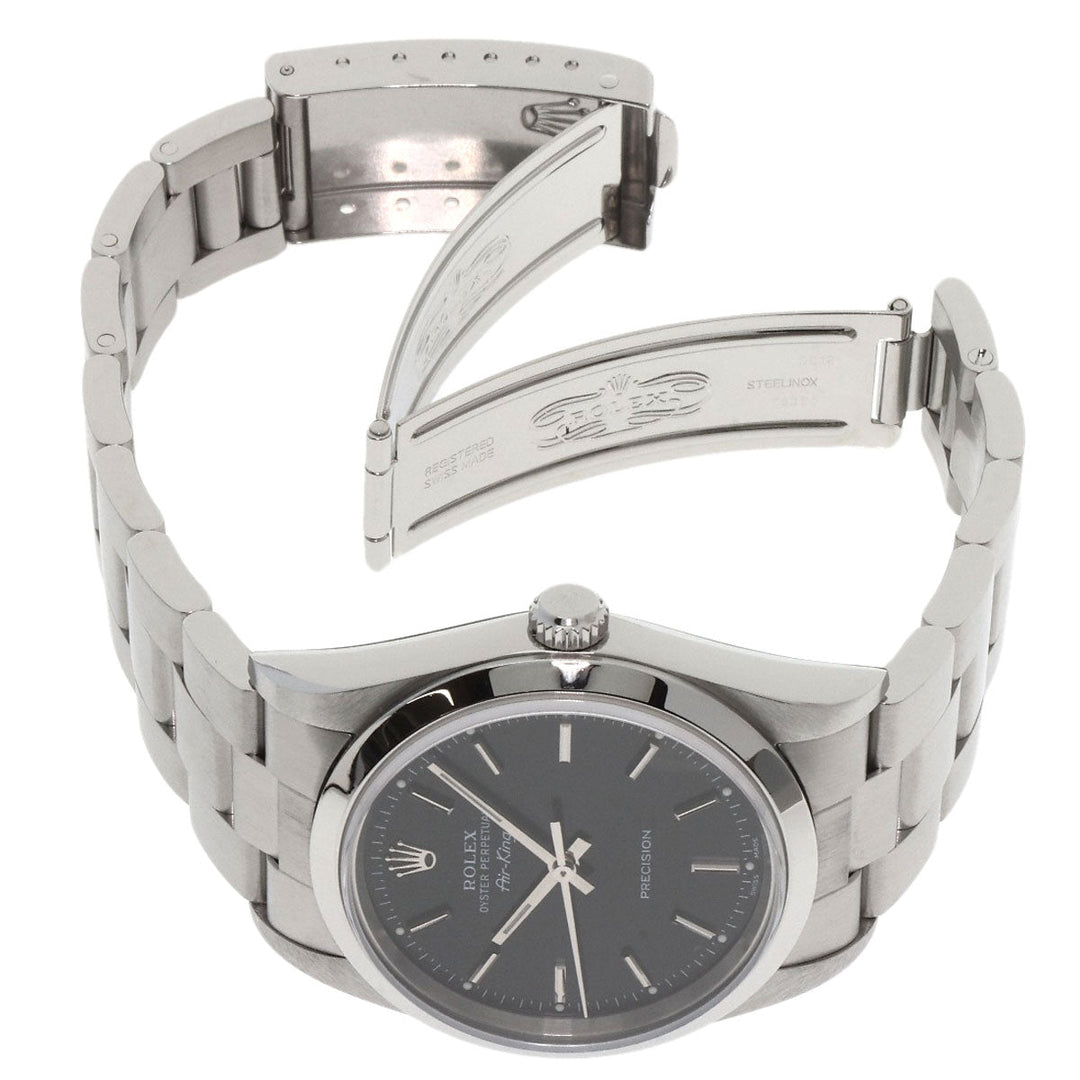 ROLEX Watches Mechanical Automatic 14000M Stainless Steel , Stainless Steel Silver Air king black dial mens Used Authentic