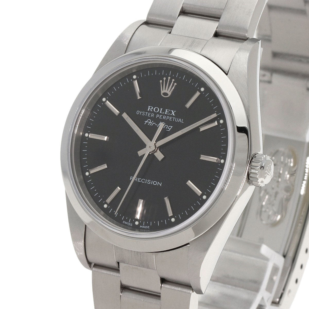 ROLEX Watches Mechanical Automatic 14000M Stainless Steel , Stainless Steel Silver Air king black dial mens Used Authentic