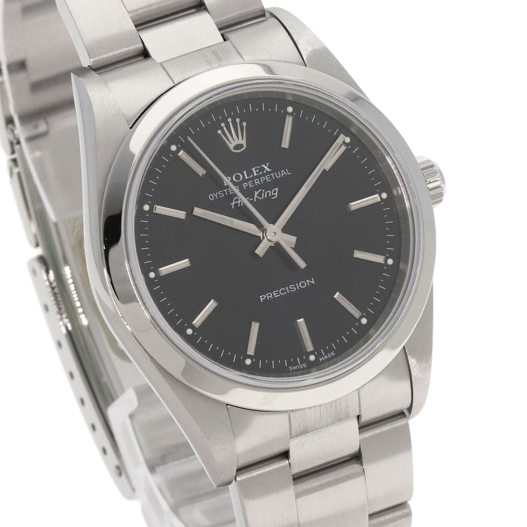 ROLEX Watches Mechanical Automatic 14000M Stainless Steel , Stainless Steel Silver Air king black dial mens Used Authentic