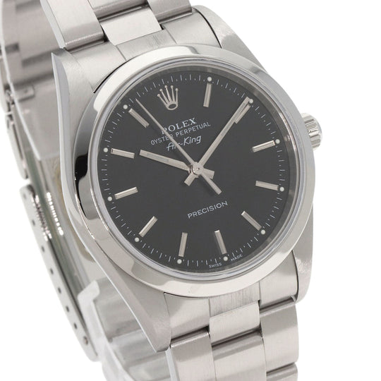 ROLEX Watches Mechanical Automatic 14000M Stainless Steel , Stainless Steel Silver Air king black dial mens Used Authentic