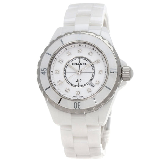 CHANEL Watches Quartz H1628 Ceramic, Ceramic white J12 1.3" White Ceramic 12P Diamond white dial Women Used Authentic