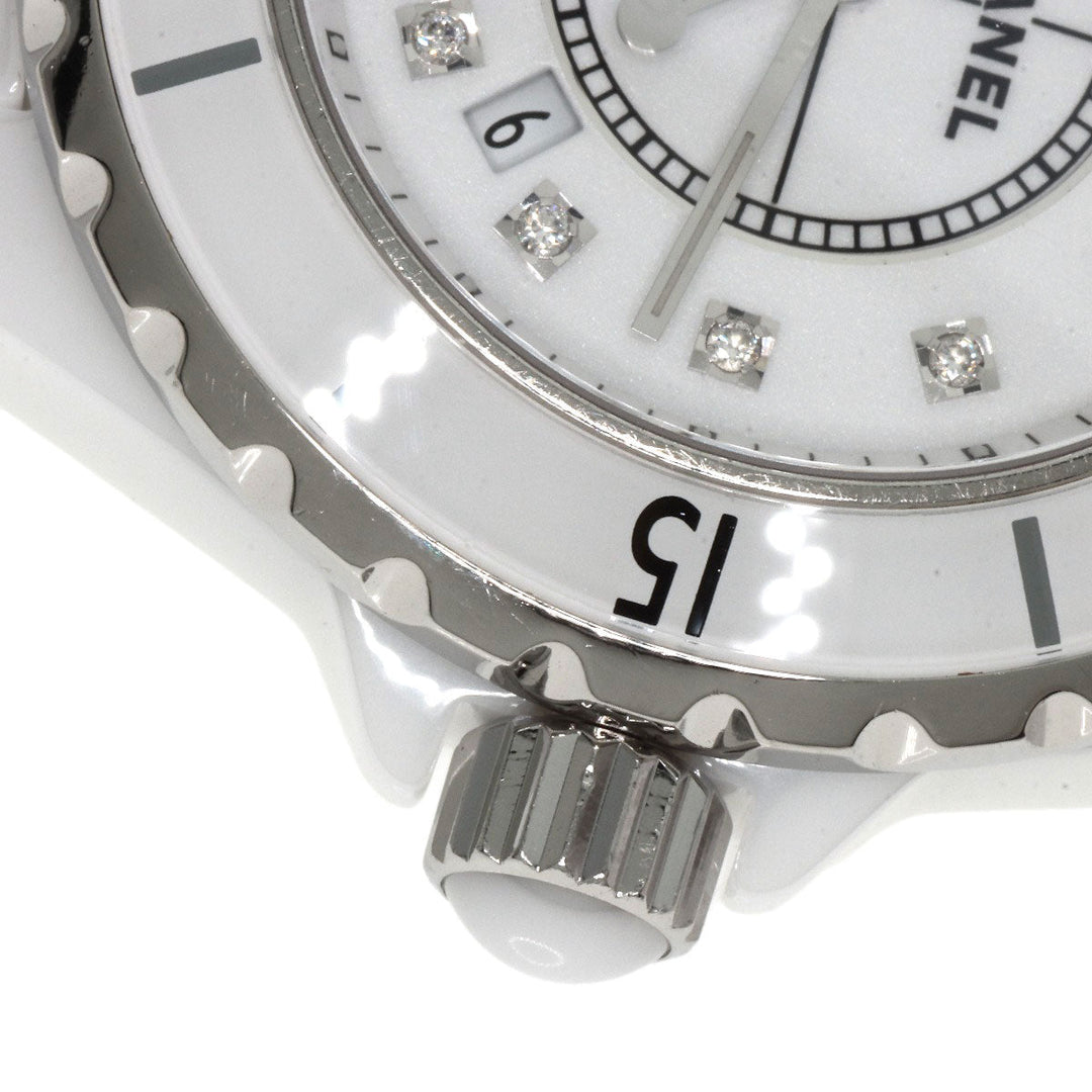 CHANEL Watches Quartz H1628 Ceramic, Ceramic white J12 1.3" White Ceramic 12P Diamond white dial Women Used Authentic