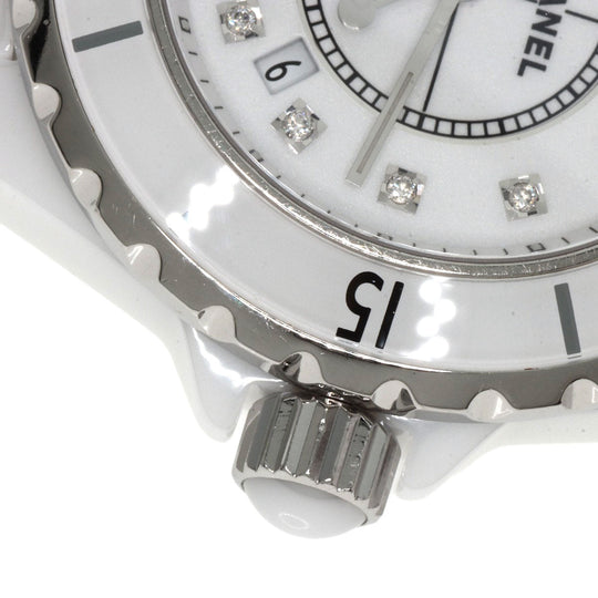 CHANEL Watches Quartz H1628 Ceramic, Ceramic white J12 1.3" White Ceramic 12P Diamond white dial Women Used Authentic
