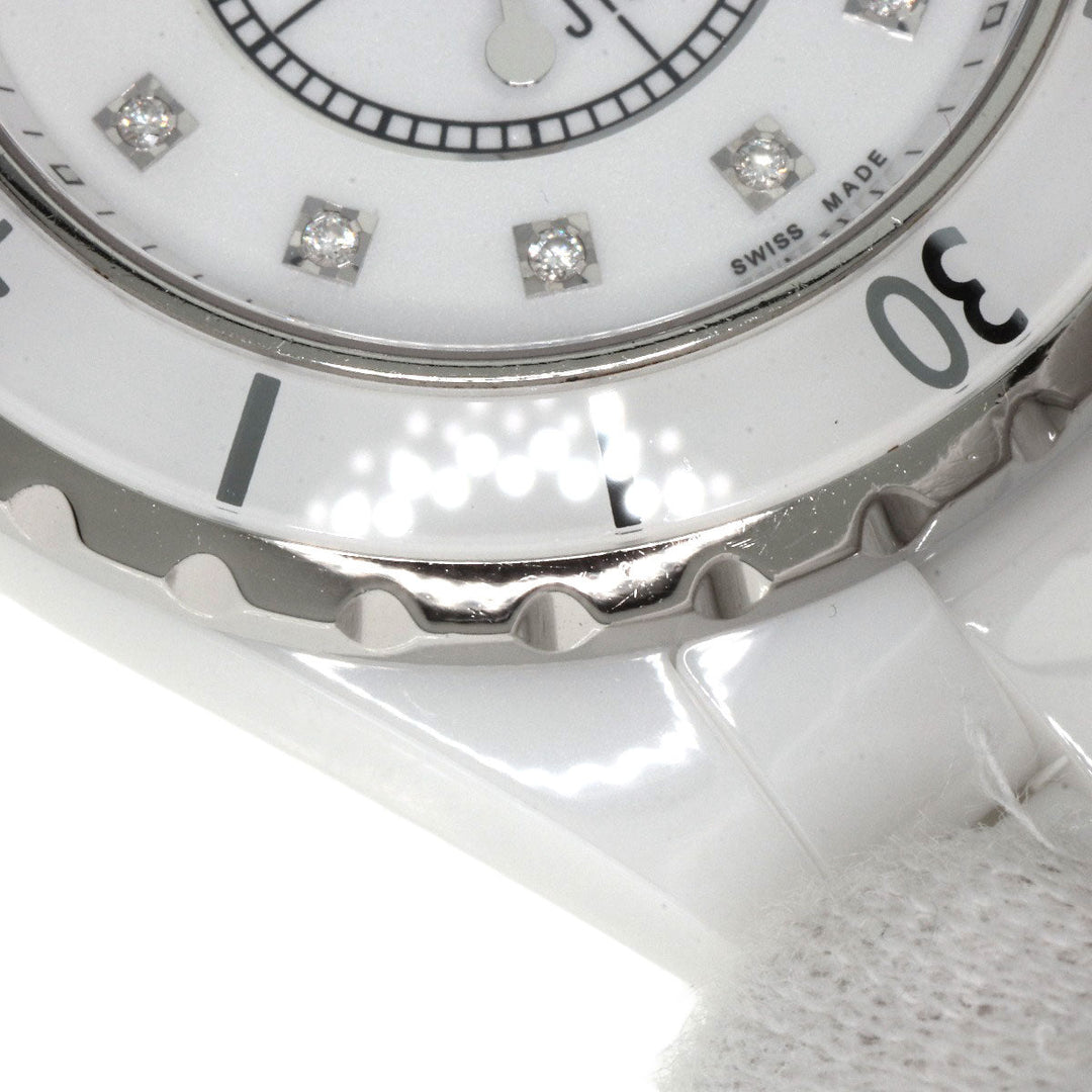 CHANEL Watches Quartz H1628 Ceramic, Ceramic white J12 1.3" White Ceramic 12P Diamond white dial Women Used Authentic
