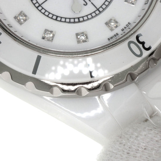 CHANEL Watches Quartz H1628 Ceramic, Ceramic white J12 1.3" White Ceramic 12P Diamond white dial Women Used Authentic