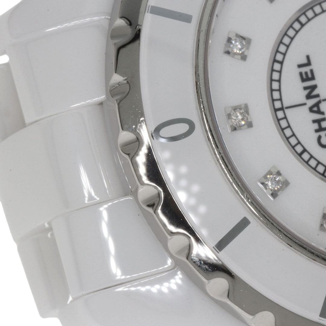 CHANEL Watches Quartz H1628 Ceramic, Ceramic white J12 1.3" White Ceramic 12P Diamond white dial Women Used Authentic