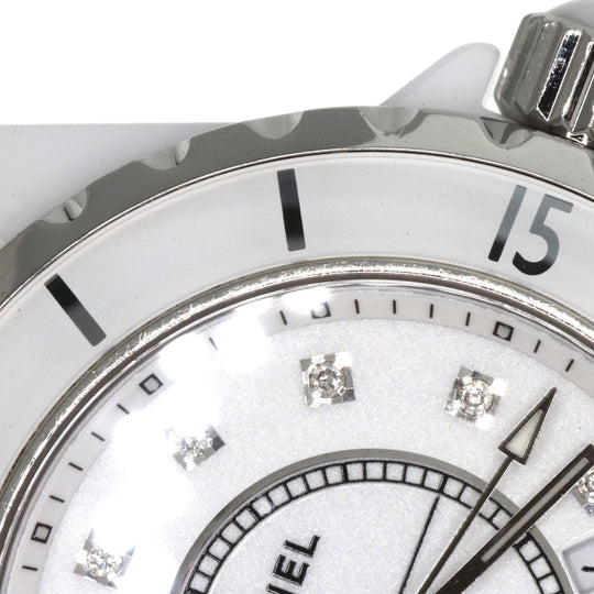 CHANEL Watches Quartz H1628 Ceramic, Ceramic white J12 1.3" White Ceramic 12P Diamond white dial Women Used Authentic