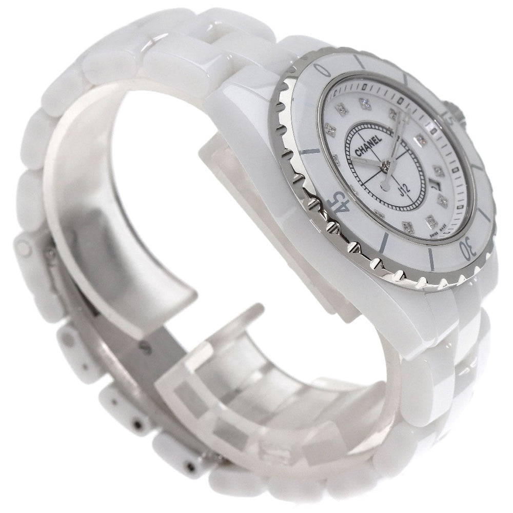 CHANEL Watches Quartz H1628 Ceramic, Ceramic white J12 1.3" White Ceramic 12P Diamond white dial Women Used Authentic