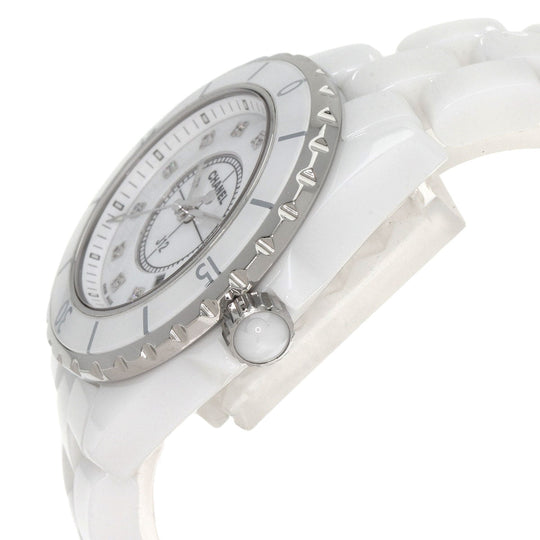 CHANEL Watches Quartz H1628 Ceramic, Ceramic white J12 1.3" White Ceramic 12P Diamond white dial Women Used Authentic