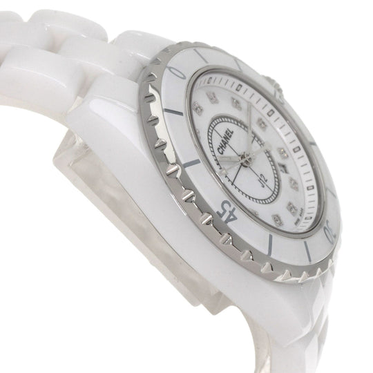 CHANEL Watches Quartz H1628 Ceramic, Ceramic white J12 1.3" White Ceramic 12P Diamond white dial Women Used Authentic
