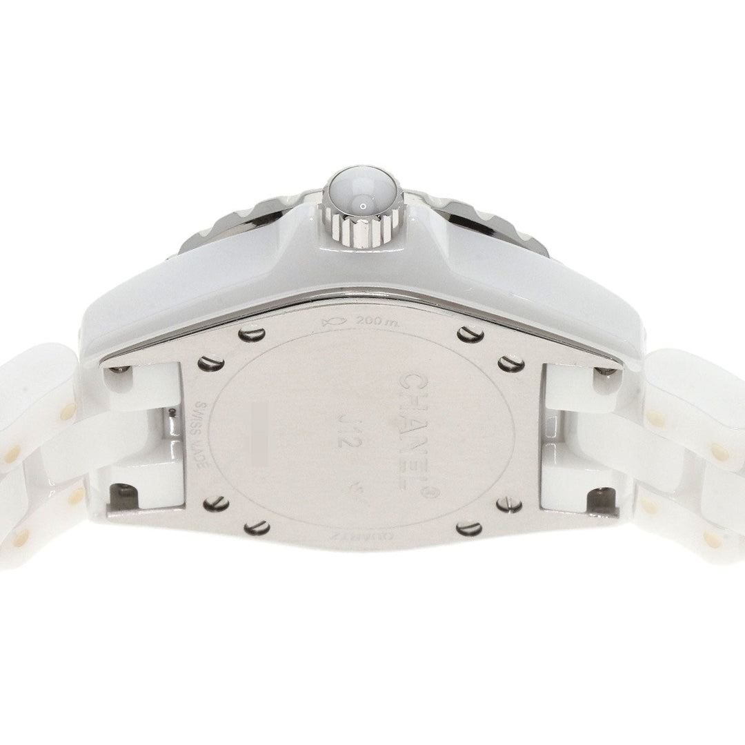 CHANEL Watches Quartz H1628 Ceramic, Ceramic white J12 1.3" White Ceramic 12P Diamond white dial Women Used Authentic