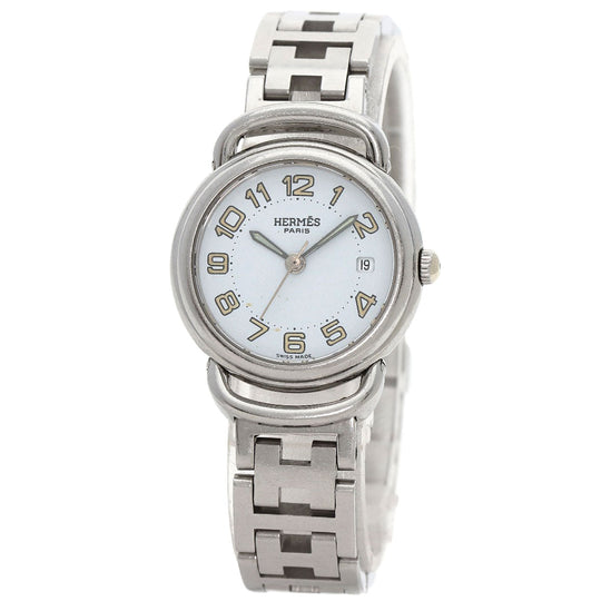 HERMES Watches Quartz PU2.210 Stainless Steel , Stainless Steel Silver Pullman blue dial Women Used Authentic
