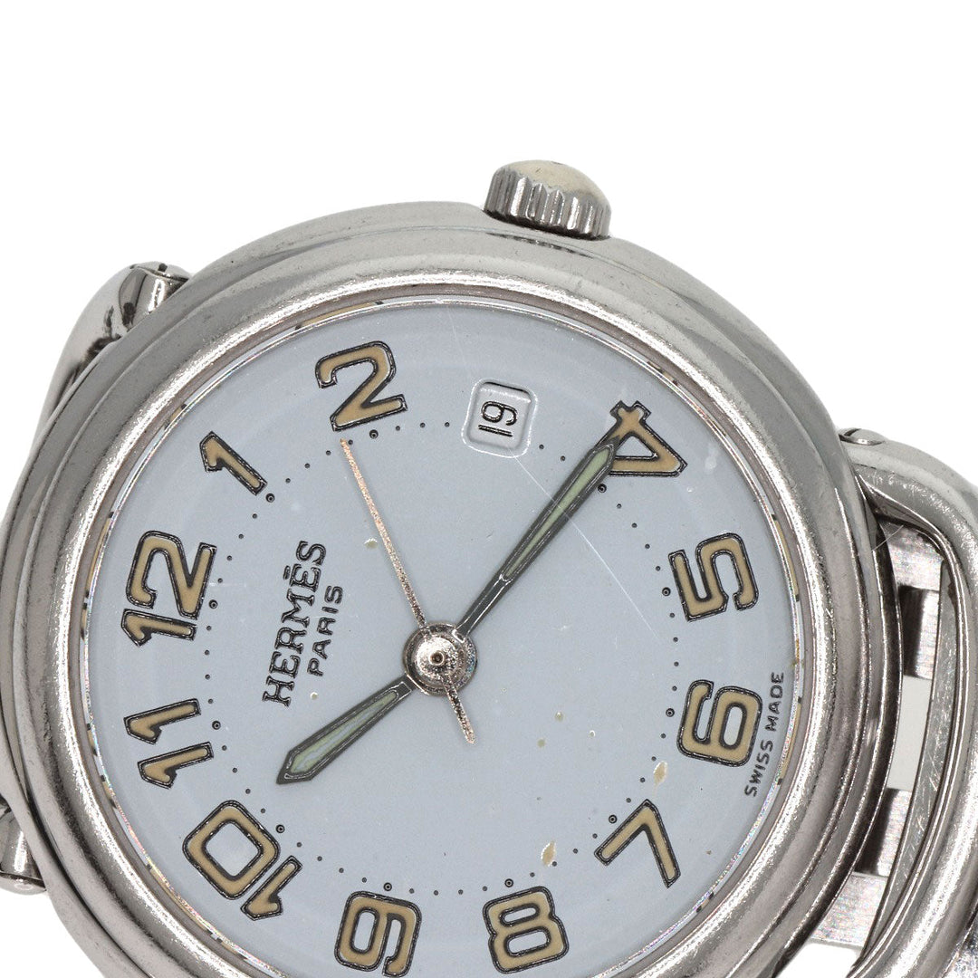 HERMES Watches Quartz PU2.210 Stainless Steel , Stainless Steel Silver Pullman blue dial Women Used Authentic