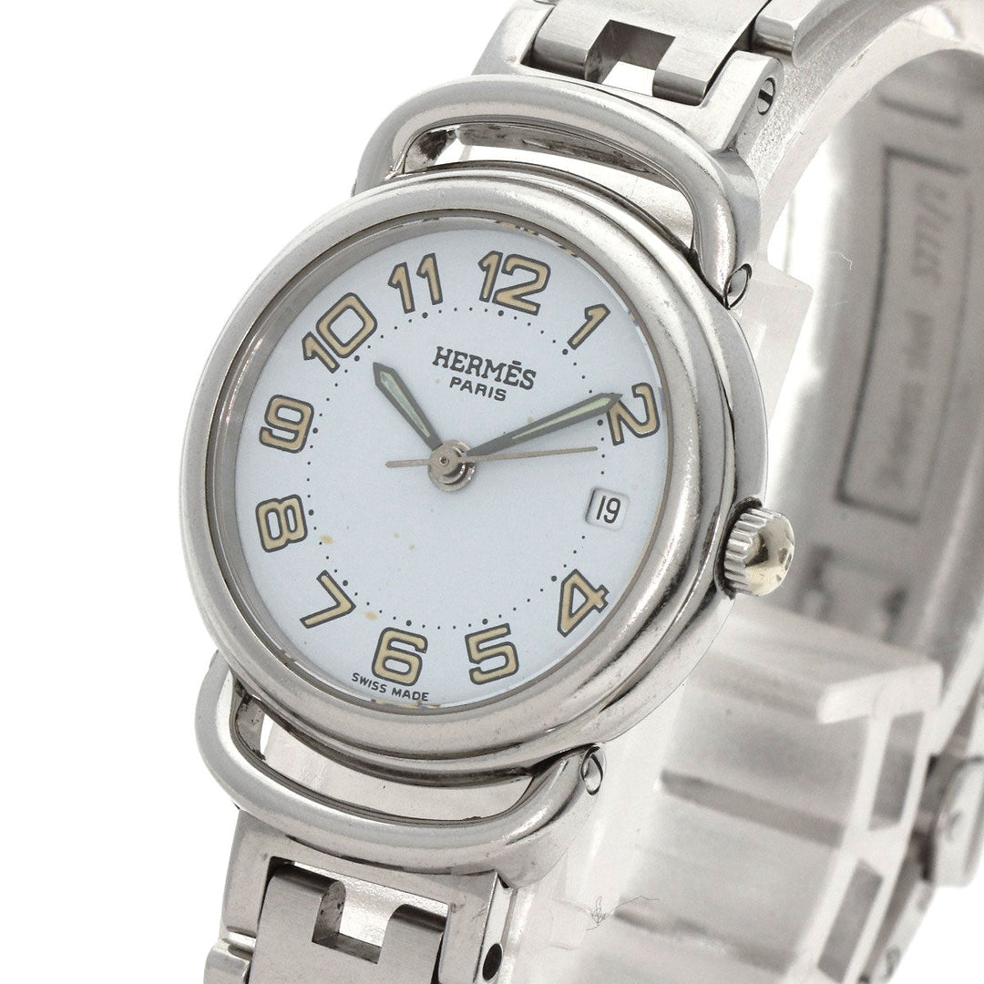 HERMES Watches Quartz PU2.210 Stainless Steel , Stainless Steel Silver Pullman blue dial Women Used Authentic