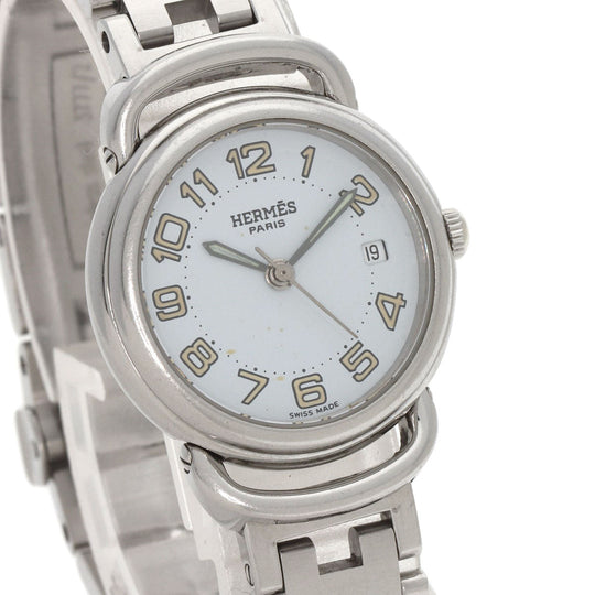 HERMES Watches Quartz PU2.210 Stainless Steel , Stainless Steel Silver Pullman blue dial Women Used Authentic