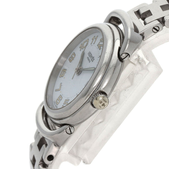 HERMES Watches Quartz PU2.210 Stainless Steel , Stainless Steel Silver Pullman blue dial Women Used Authentic