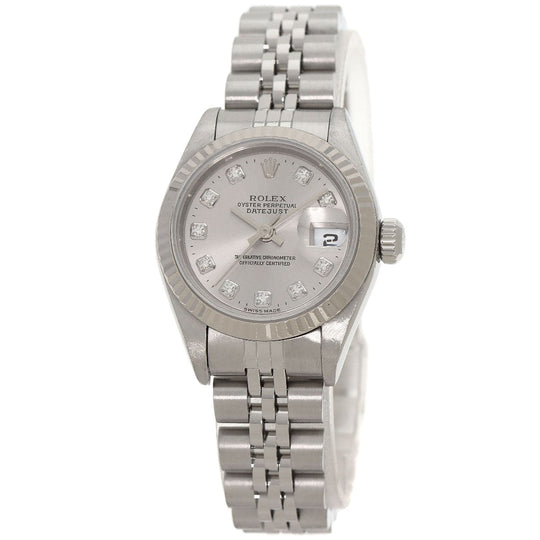 ROLEX Watches Mechanical Automatic 79174G Stainless Steel , Stainless Steel , K18WG Silver Datejust 10P Diamond Silver dial Women Used Authentic