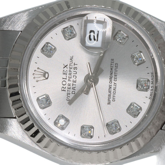ROLEX Watches Mechanical Automatic 79174G Stainless Steel , Stainless Steel , K18WG Silver Datejust 10P Diamond Silver dial Women Used Authentic