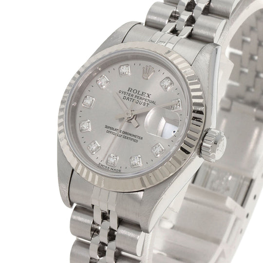 ROLEX Watches Mechanical Automatic 79174G Stainless Steel , Stainless Steel , K18WG Silver Datejust 10P Diamond Silver dial Women Used Authentic