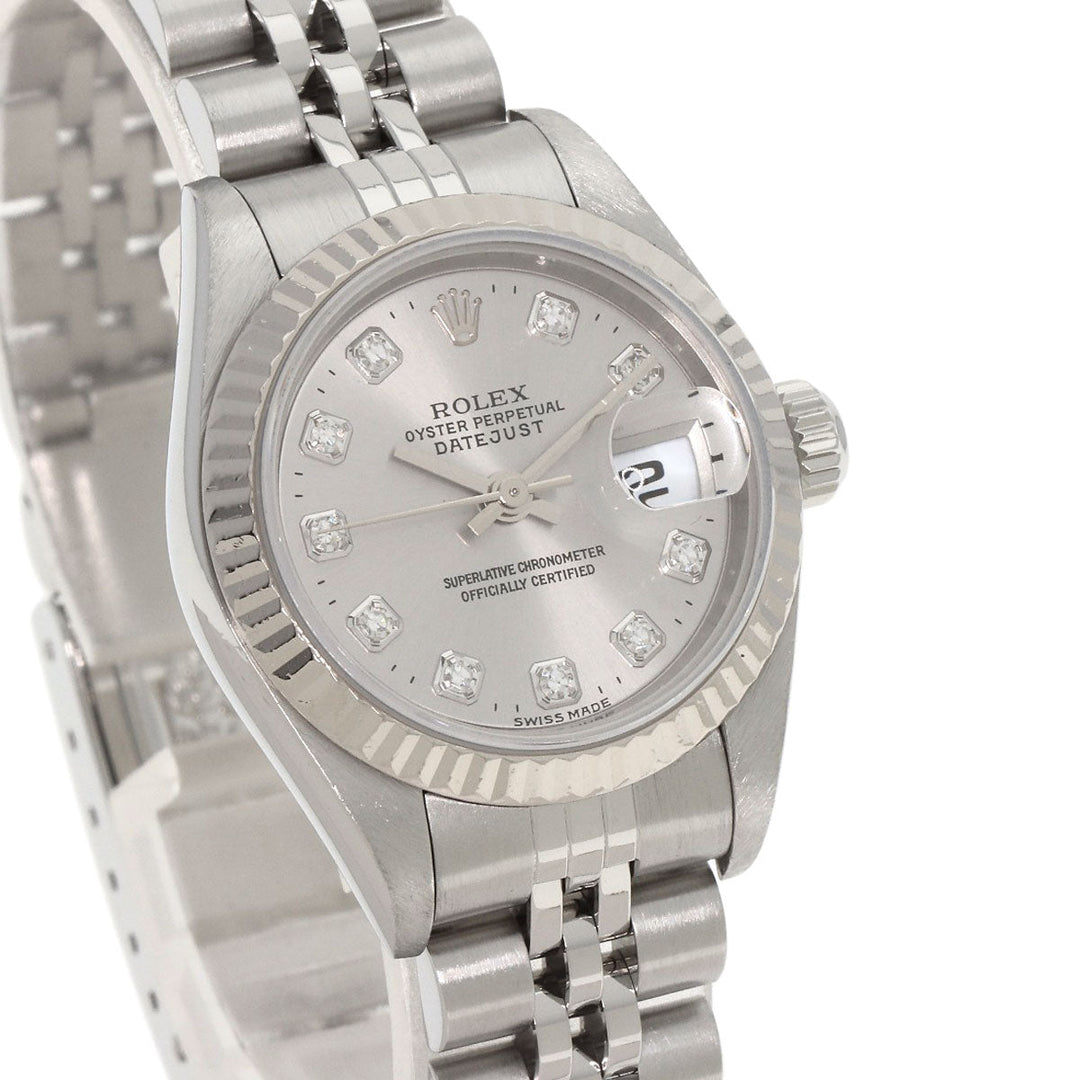 ROLEX Watches Mechanical Automatic 79174G Stainless Steel , Stainless Steel , K18WG Silver Datejust 10P Diamond Silver dial Women Used Authentic