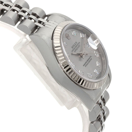 ROLEX Watches Mechanical Automatic 79174G Stainless Steel , Stainless Steel , K18WG Silver Datejust 10P Diamond Silver dial Women Used Authentic