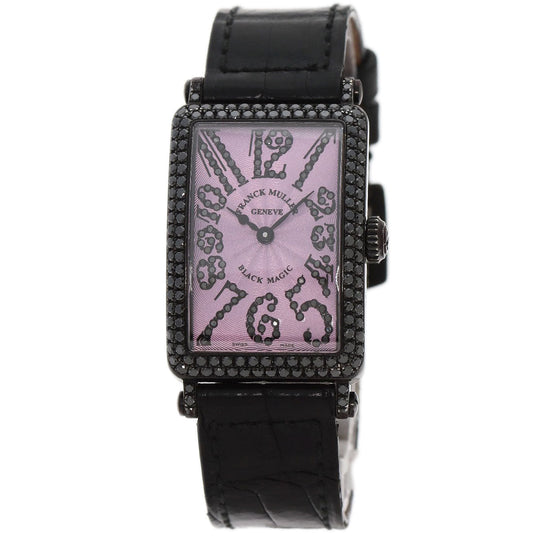 FRANCK MULLER Watches Quartz 902QZD K18WG, leather black Long Island BLACK MAGIC Limited to 400 pieces pink dial Women Used Authentic