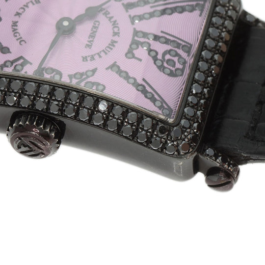 FRANCK MULLER Watches Quartz 902QZD K18WG, leather black Long Island BLACK MAGIC Limited to 400 pieces pink dial Women Used Authentic