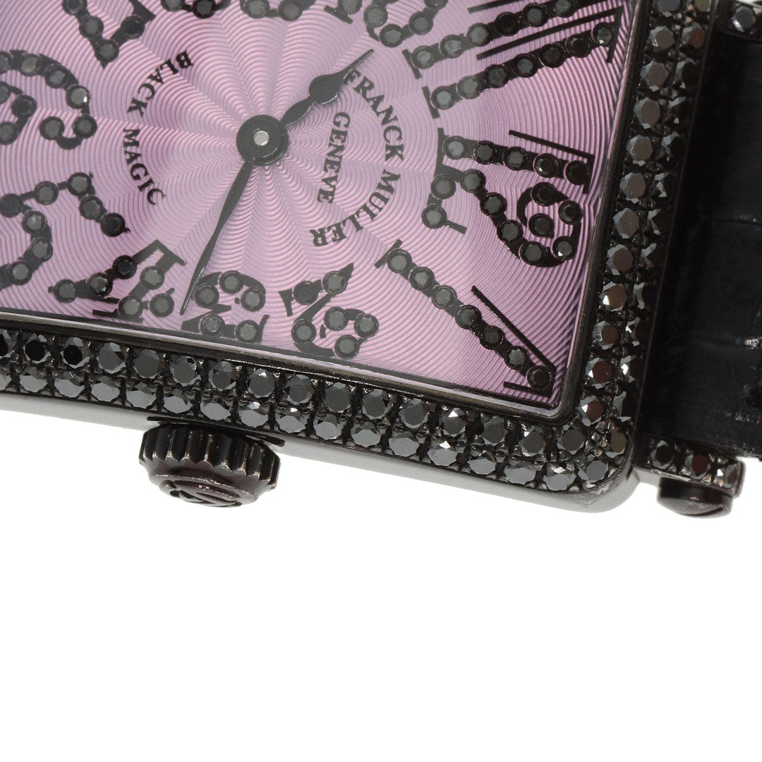 FRANCK MULLER Watches Quartz 902QZD K18WG, leather black Long Island BLACK MAGIC Limited to 400 pieces pink dial Women Used Authentic