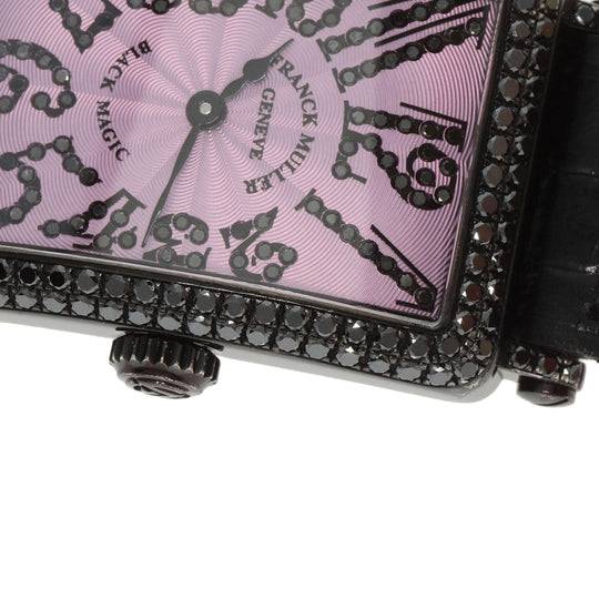 FRANCK MULLER Watches Quartz 902QZD K18WG, leather black Long Island BLACK MAGIC Limited to 400 pieces pink dial Women Used Authentic