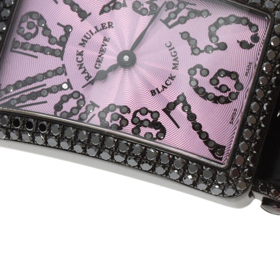 FRANCK MULLER Watches Quartz 902QZD K18WG, leather black Long Island BLACK MAGIC Limited to 400 pieces pink dial Women Used Authentic