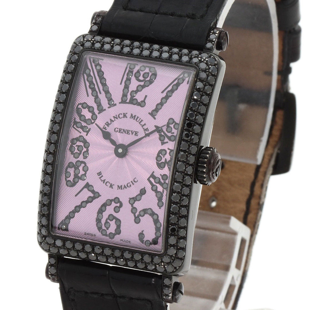 FRANCK MULLER Watches Quartz 902QZD K18WG, leather black Long Island BLACK MAGIC Limited to 400 pieces pink dial Women Used Authentic