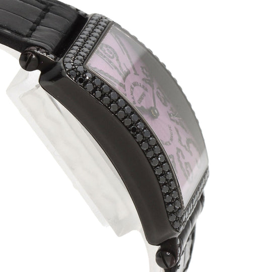 FRANCK MULLER Watches Quartz 902QZD K18WG, leather black Long Island BLACK MAGIC Limited to 400 pieces pink dial Women Used Authentic