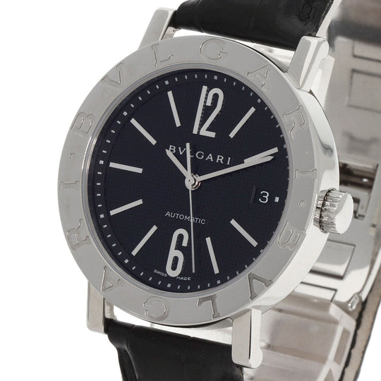 BVLGARI Watches Mechanical Automatic BB38BSLD Stainless Steel, Leather Silver Bulgari Bulgari black dial mens Used Authentic