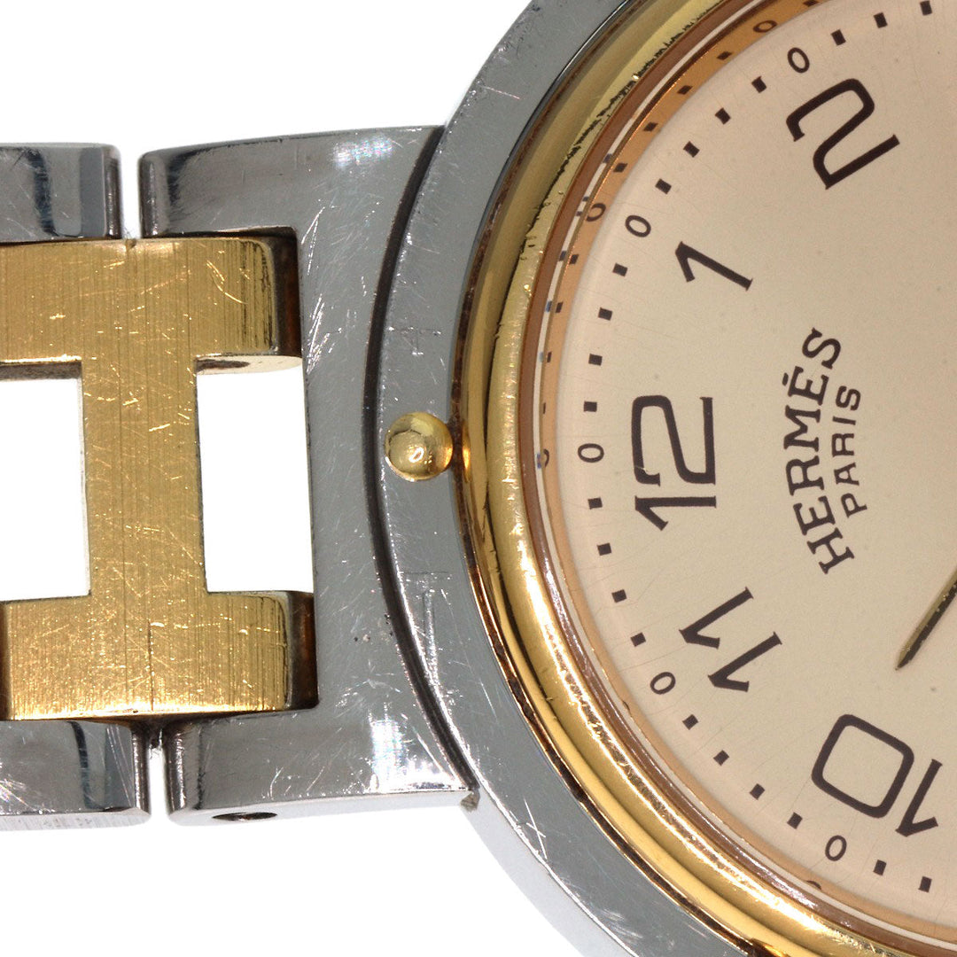 HERMES Watches Quartz Stainless Steel , SSxGP gold Clipper Old Belt cream dial mens Used Authentic