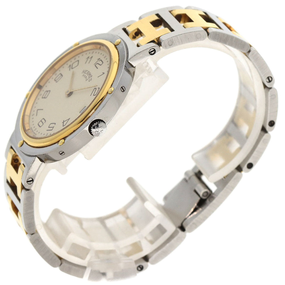 HERMES Watches Quartz Stainless Steel , SSxGP gold Clipper Old Belt cream dial mens Used Authentic